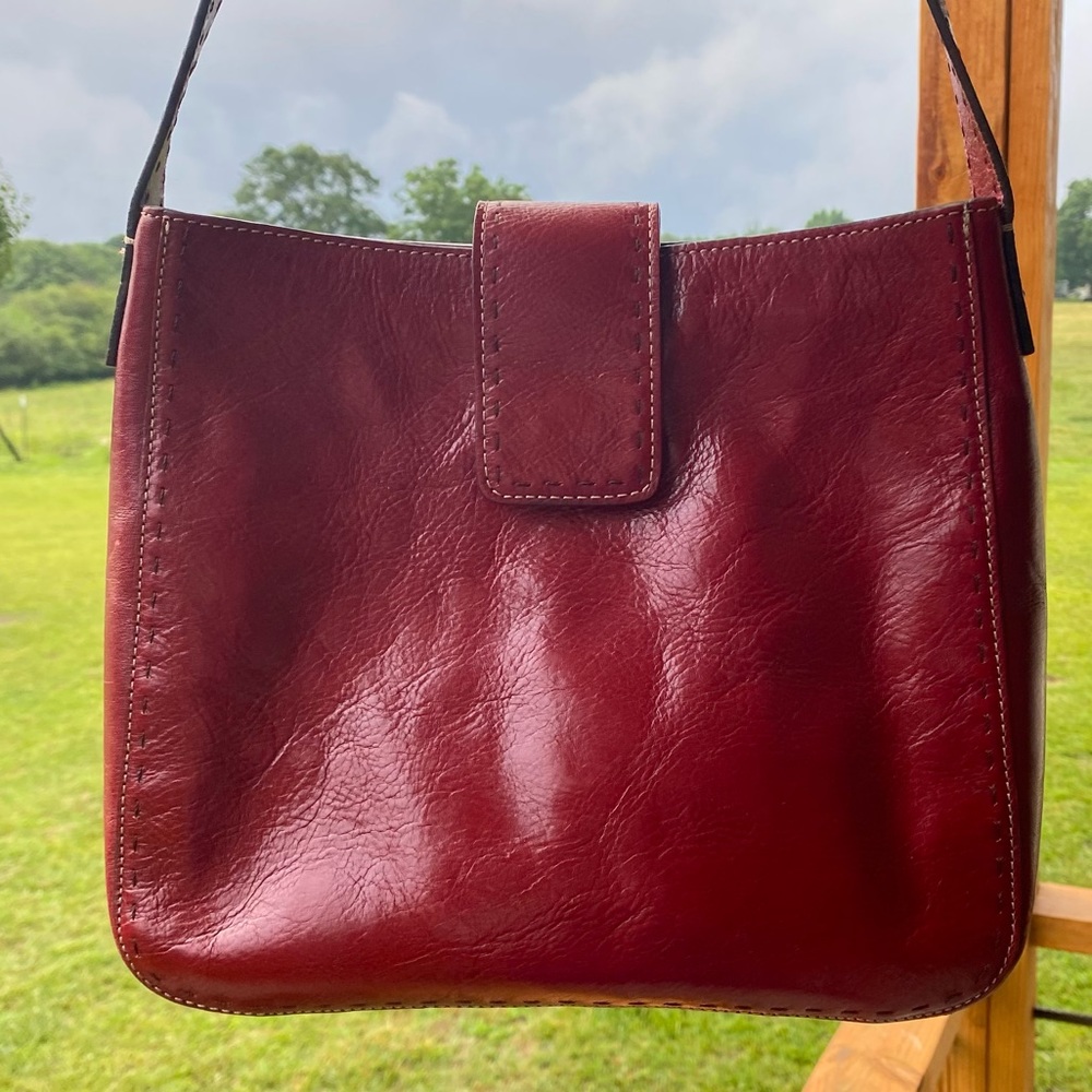 Red Fossil VINTAGE leather shoulder purse